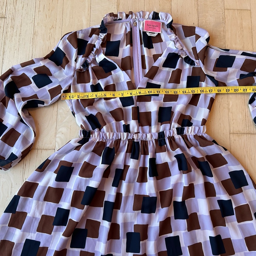 KATE SPADE NEW YORK Women’s Mini Dress Geo Squares Purple/Brown/Navy Size 2 - Picture 10 of 16